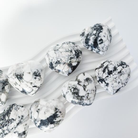 Black Tourmaline in Quartz Heart Crystal Carving - Picture 3 of 9